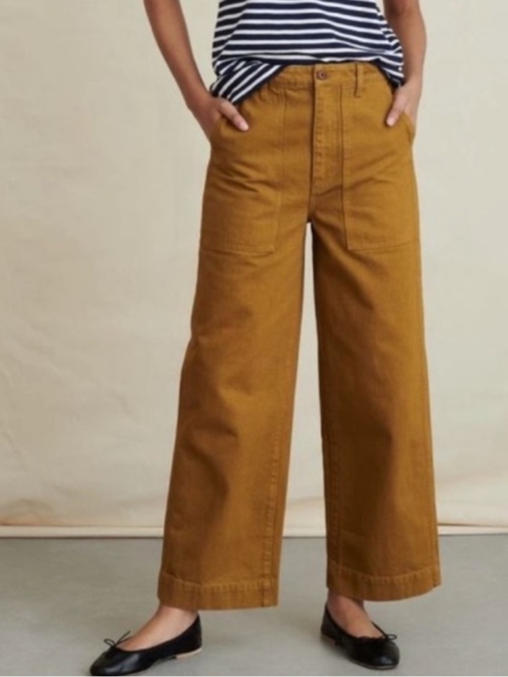 Alex Mill Wide-Leg Utility Pants in Mustard Brown